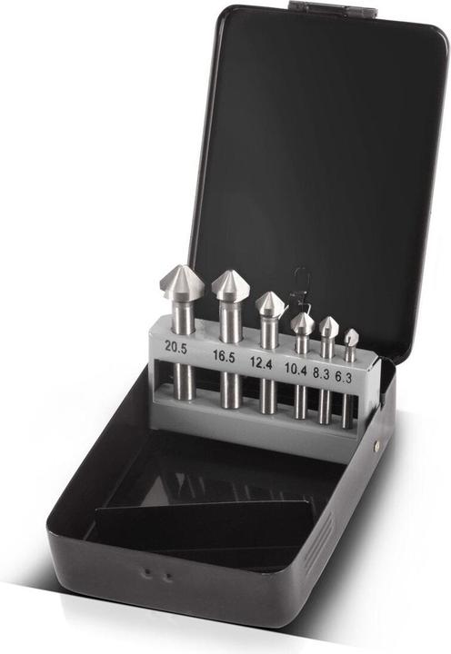Actual product image Stahlwerk HSS countersink set of 6 90° 6.3-20.5 mm DIN 335 form C countersink (6,3, 10.4 mm, 12.4 mm, 20.5 mm, 16.5 mm, 8,3)