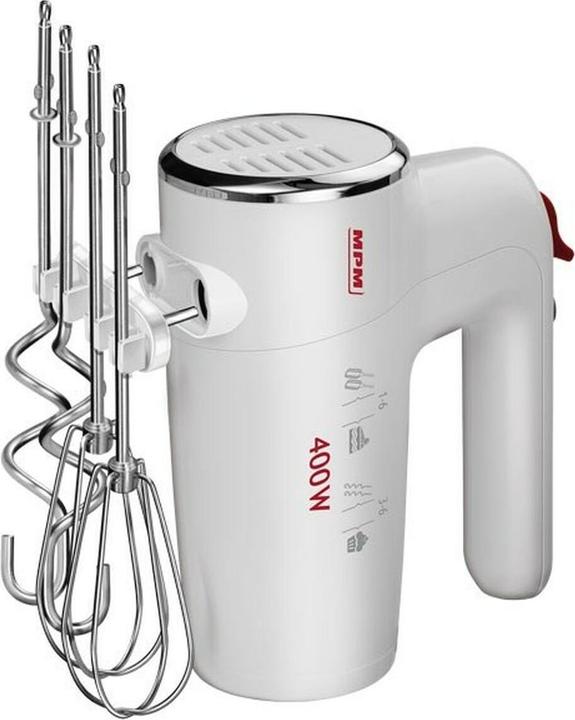 Actual product image MPM MMR-18 Hand mixer, hand blender, 6 speeds + turbo, stainless steel dough hook and whisk (400 W)
