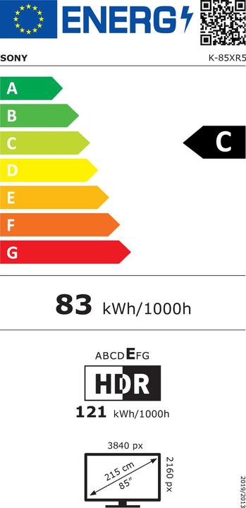 Energie-Label Sony K-85XR5 (85", Bravia 5, Mini-LED, 4K, 2025)