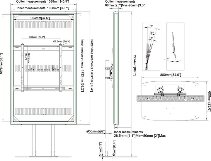 Produktbild Multibrackets Stele Slim ohne Monitor, Portrait, 75"/8225