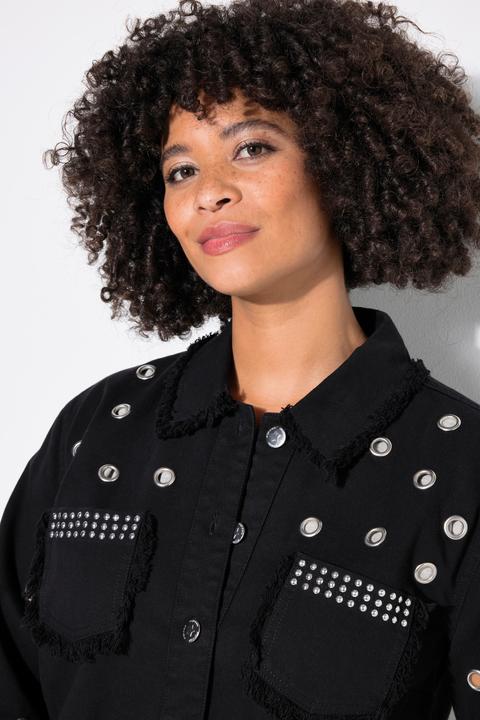 Produktbild Angel of Style Jeansjacke, Ösen, Fransensaum, Hemdkragen, Langarm (50)