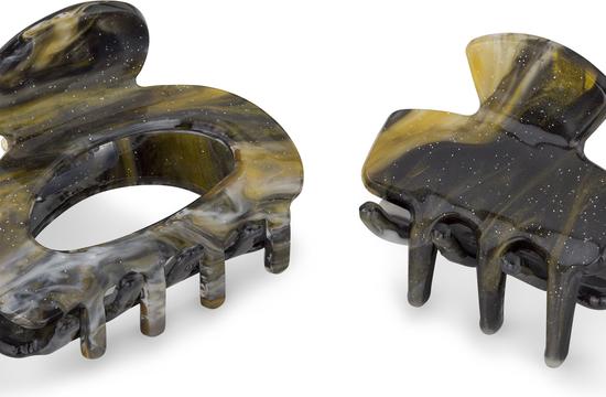 Immagine prodotto Trisa Capelli - Fermagli per capelli marmorizzati, grigio oro (2 pz.)
