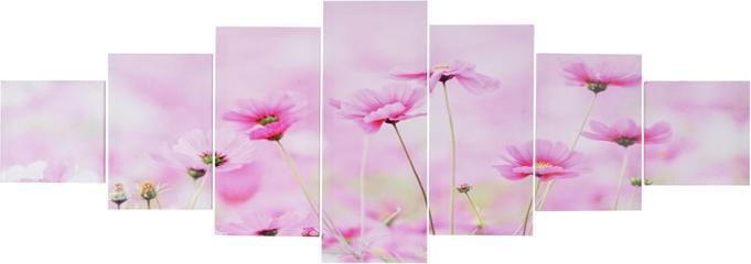 Produktbild Swisshandel24 Leinwandbild, Wandbild Keilrahmenbild Kunstdruck, 7-teilig 140x50cm - Blumen (140 x 50 cm)
