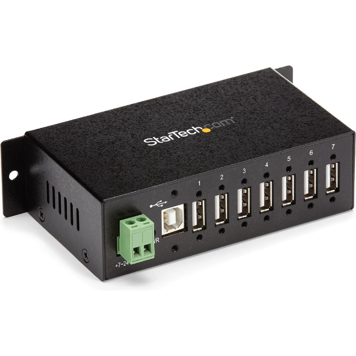 StarTech .com USB 2.0 Hub - 7 Port - Mountable Rugged Industrial - Self Powered USB Hub - Hub - 7... (USB-A, 7 porte), Docking station + Hub USB, Nero