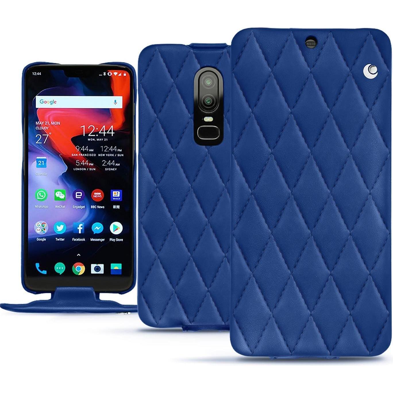 Noreve Lederschutzhülle vertikal (OnePlus 6), Smartphone Hülle, Blau
