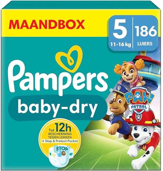 Actual product image Pampers Baby-Dry Paw Patrol Limited Edition (Size 5, Monthly box, 186 pcs.)