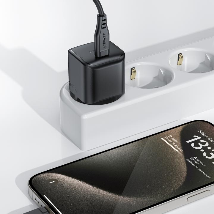 Produktbild Acefast A77 Mini PD 30W GaN USB-C Wandladegerät – Schwarz (30 W)
