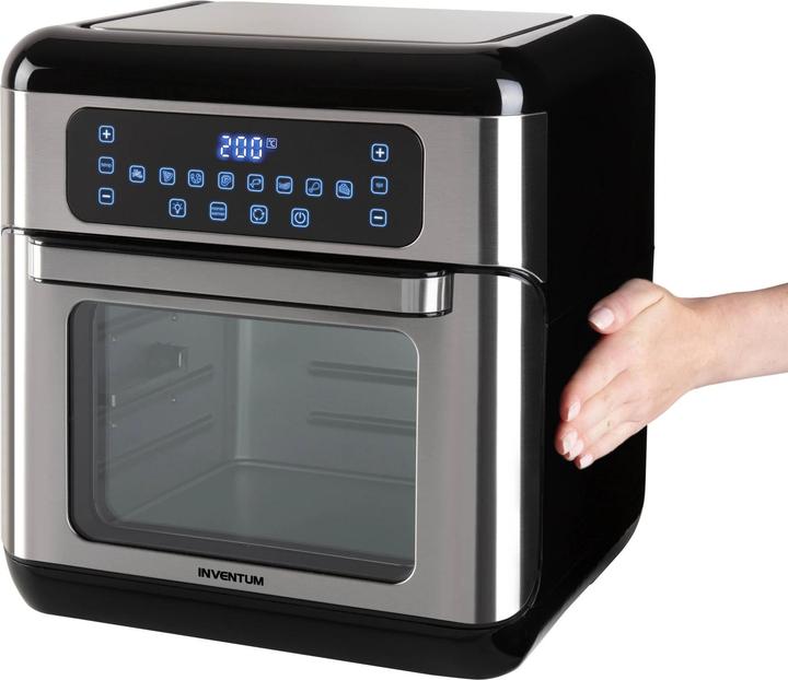 Productafbeelding Inventum GF1200HLD - Airfryer oven - Heteluchtfriteuse met roterende mand - Inhoud 12 liter - Zwart/RVS