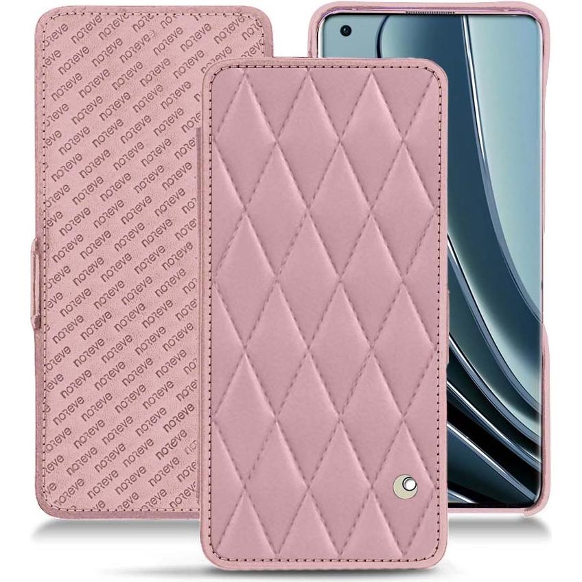 Noreve Lederschutzhülle horizontal (OnePlus 10 Pro), Smartphone Hülle, Rosa