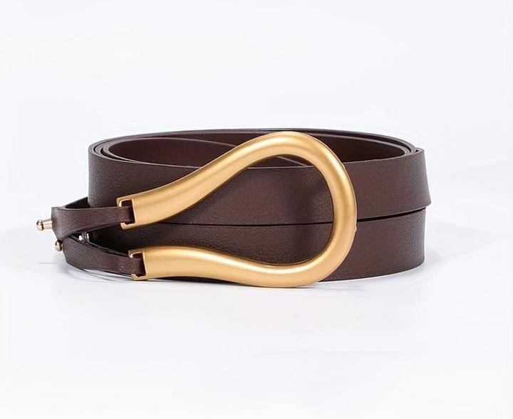 Only-Bags.Store Trendy Hufeisen Schnalle Punk Gürtel Schwarz PU Leder Taillenband Verstellbar Mantel Kleid Gürtel