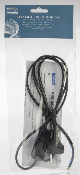 Produktbild Nordic Ledning med afbryder, 1,5m, sort (1.50 m)
