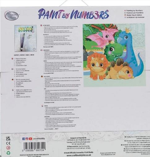Produktbild Craft Buddy Malen nach Zahlen Bild-Set 30x30cm Dino Familie