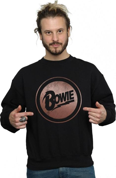 Actual product image David Bowie Mens Rose Gold Circle Sweatshirt (L)