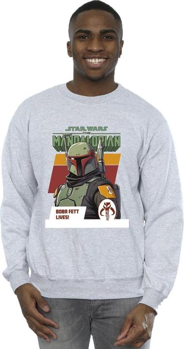 Actual product image Star Wars Mens The Mandalorian Boba Fett Lives Sweatshirt (S)