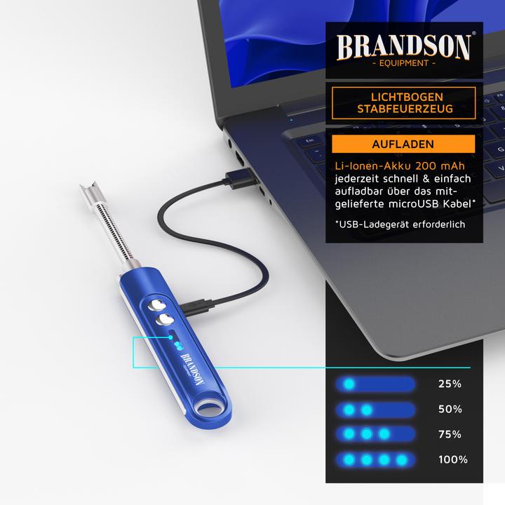 Produktbild Brandson Stabfeuerzeug, Lichtbogen Feuerzeug elektrisch, USB aufladbar, Kerzenanzünder für Kerzen, Gasherde
