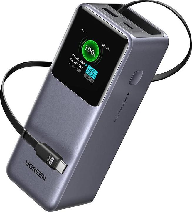 Actual product image Ugreen Nexode with retractable cable (20000 mAh, 165 W, 72 Wh)