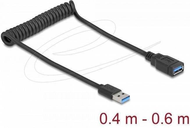 Immagine prodotto Delock USB 5 Gbps Spiralkabel Typ-A Stecker zu Typ-A Buchse (0.60 m, USB 3.0, USB 3.1, USB 3.2 Gen 1)