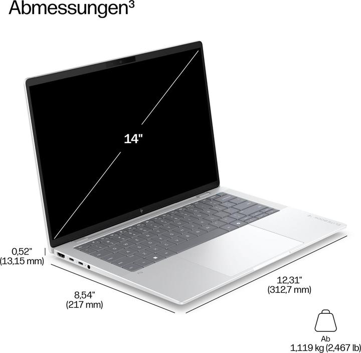 Produktbild HP EliteBook X G2a AMD Ryzen AI 5 435 35,56cm 14Zoll 2,8k 32GB 512GB/SSD W11P 1J Gar (DE) (14", 512 GB, 32 GB, DE)