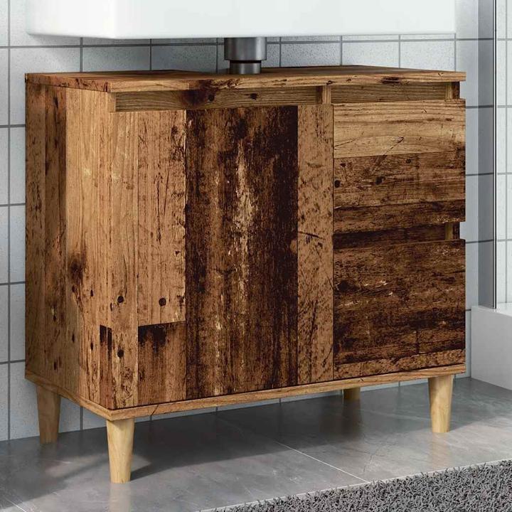 Actual product image vidaXL Vanity unit Bathroom cabinet Bathroom furniture antique wood look (65 x 33 x 60 cm)