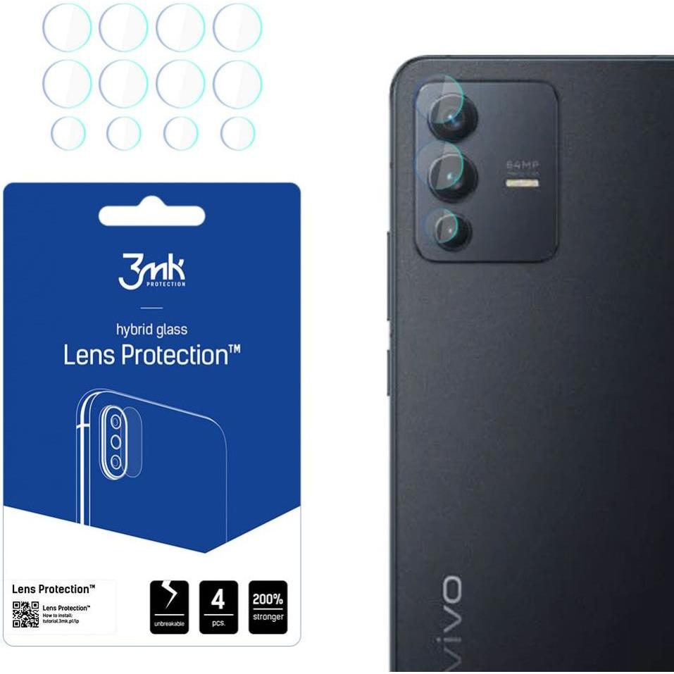 3MK Lens Protect Vivo V23 5G Ochrona na obiektyw aparatu 4szt (1 Stück, Vivo V23 5G), Smartphone Schutzfolie, Grau