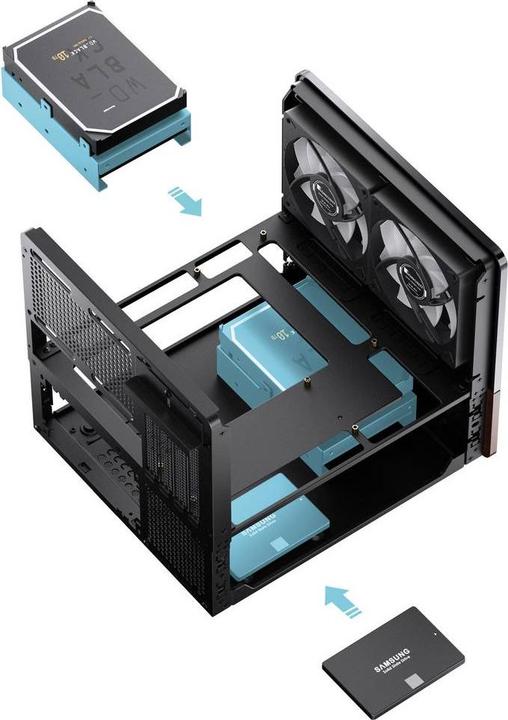 Produktbild Jonsbo V12 PC-Gehäuse, Mini-Tower, Micro-ATX - schwarz (mATX)