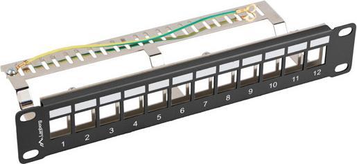 Actual product image Lanberg Patch panel 12-port 1U 10-inch FTP with organiser for Keystone modules, black