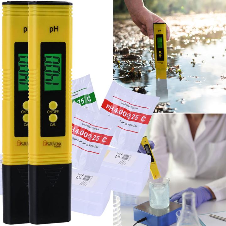 Immagine prodotto Casativo Set di 2 misuratori di pH digitali con funzione ATC e display LCD, intervallo di pH 0-14