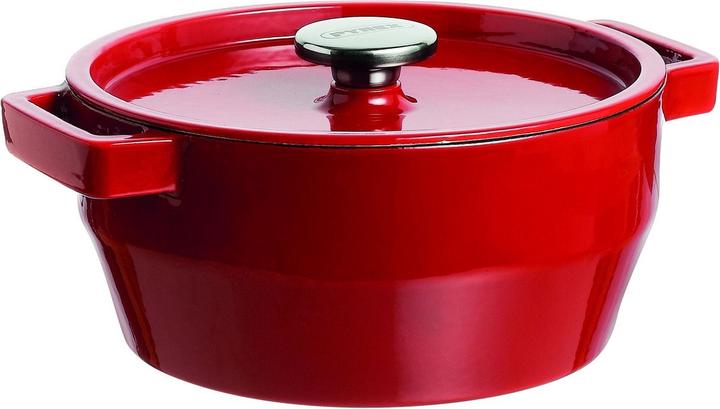 Pyrex Slow Cook Bratentopf rund, mit Deckel, ø: 240 mm, rot (24 cm, Bräter + Schmortopf, Gusseisen)