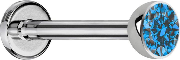 Produktbild Star Piercing Micro Labret silber mit Halbkugel Kristall hellblau (Titan G23, ohne Messing)