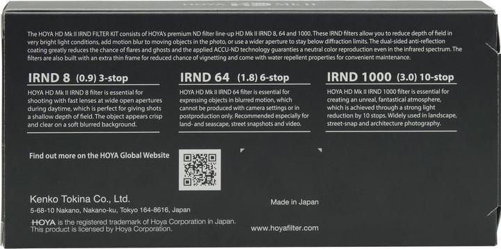 Image du produit Hoya HD MkII IRND FILTER KIT 55mm (55 mm, Filtre gris neutre, 55 mm)