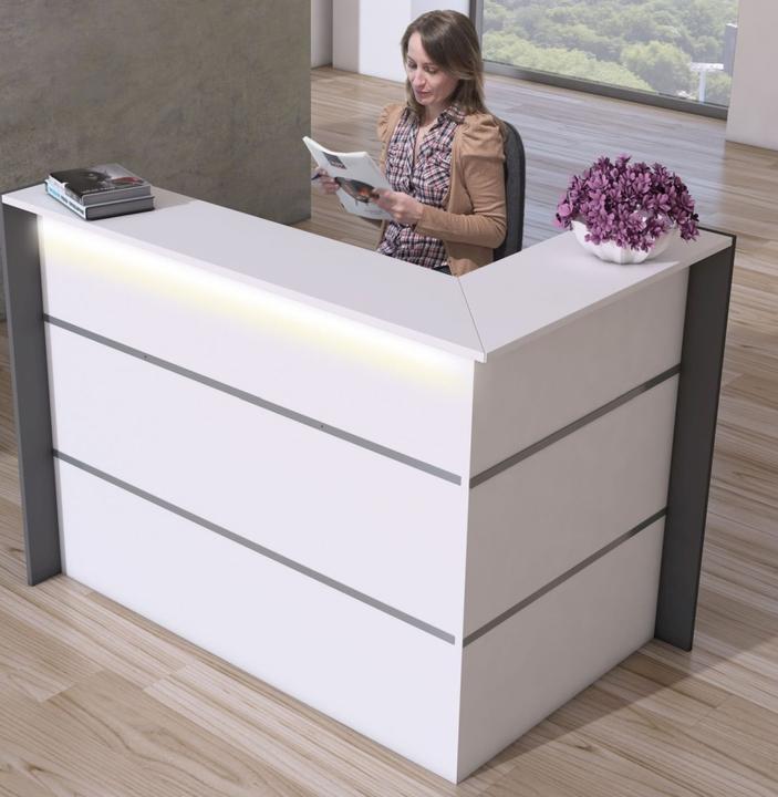 Actual product image Kerkmann BARI reception desk white anthracite (150 x 95 x 108 cm)
