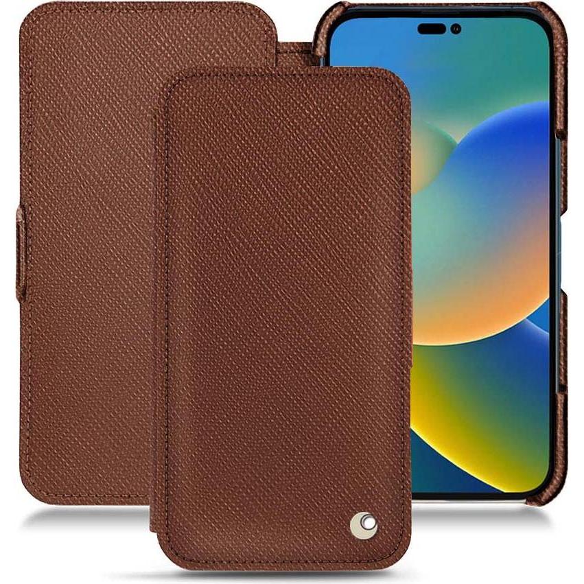Noreve Lederschutzhülle horizontal (Apple iPhone 14), Smartphone Hülle, Braun