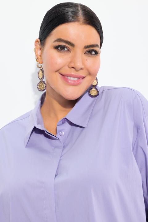 Immagine prodotto Ulla Popken Camicia dal taglio oversize con bottoni di madreperla, collo da camicia e maniche lunghe (50, 52)