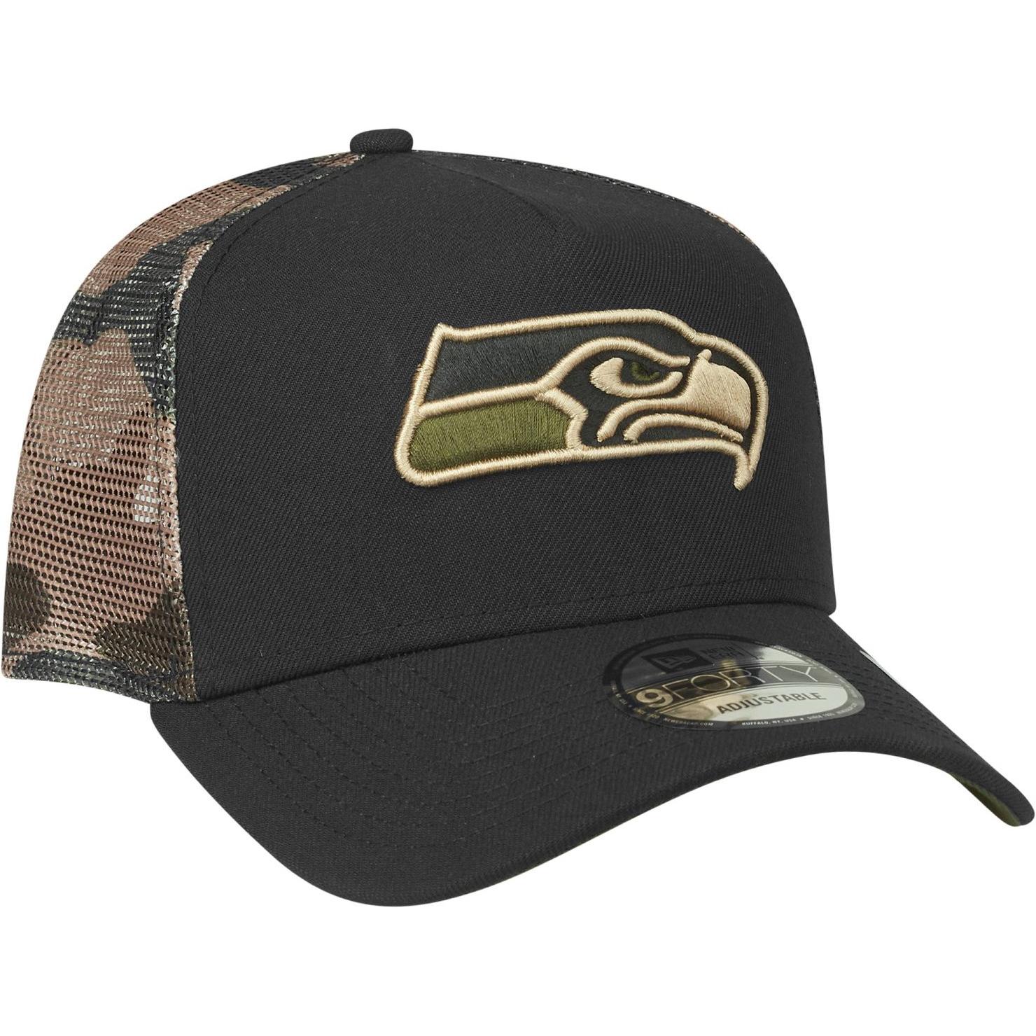 Thumbnail - New Era, Herren, Cap, Snapback Trucker Cap - Seattle Seahawks wood camo, Schwarz, (One Size)