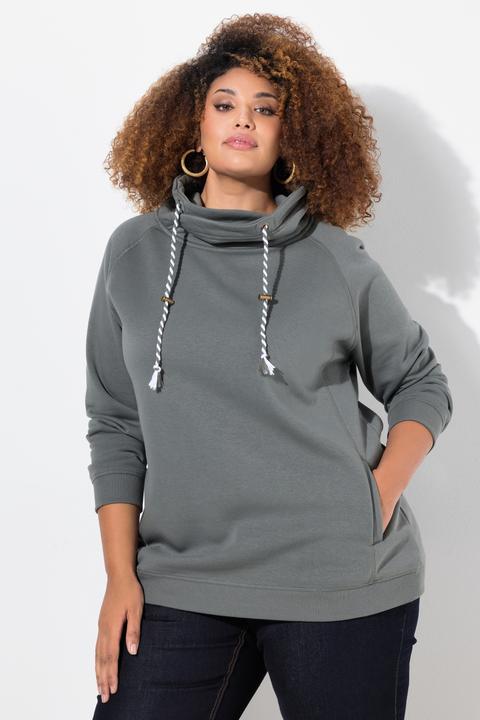 Image du produit Ulla Popken Sweat-shirt à col montant et évasé. Poches et manches raglan. (62)