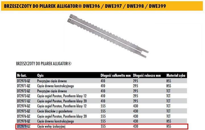 Actual product image DeWalt Alligator special saw blades DT2979