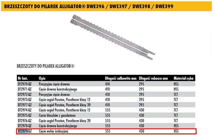 Produktbild DeWalt Alligator Spezialsägeblätter DT2979