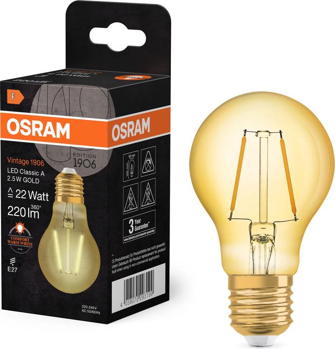 Actual product image Osram Vintage 1906 (E27, 2.50 W, 220 lm, 1 x, F)