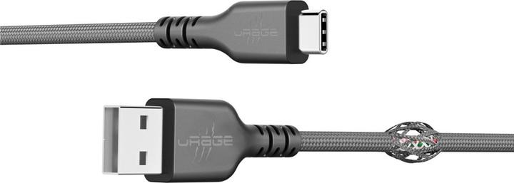 Actual product image Urage USB cable, uFlex, USB-A plug - USB-C plug, mesh, 2.20 m, black (2.20 m, USB 2.0)