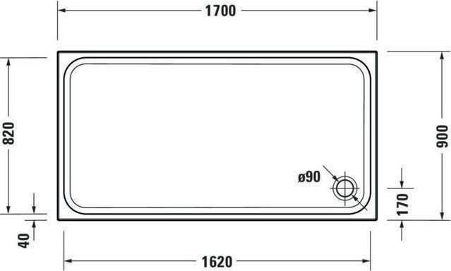 Actual product image Duravit Rectangular shower tray D-CODE white 1700x900x85mm