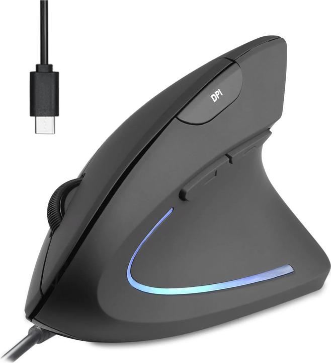 Produktbild Perixx PERIMICE-513 C Vertikale Ergonomie-Maus USB-C schwarz Rechtshänder (PERIMICE-513 C) (Kabelgebunden)