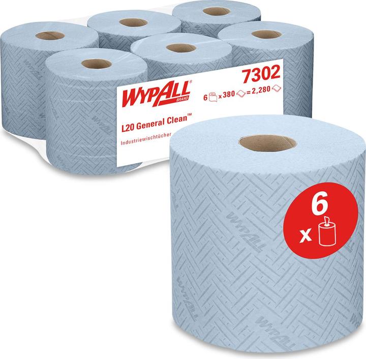 Wypall Wiping cloths L20 2-ply 6 rolls of 336 sheets each (6x)