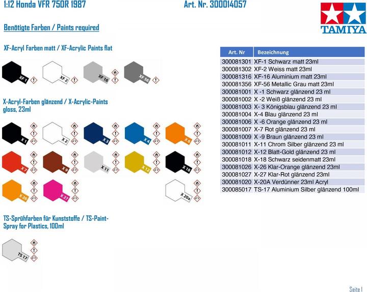 Image du produit Tamiya 1:12 Honda VFR 750R 1987