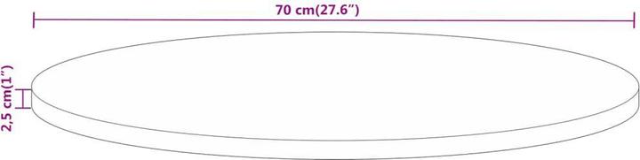 Produktbild VidaXL Tischplatte Holzplatte Massivholzplatte Ø 70x2,5cm Rund Massivholz Mango (70 x 2,5 cm)