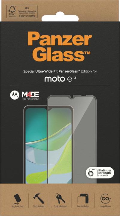 Actual product image PanzerGlass Ultra-Wide Fit (1 Piece, Motorola Moto E13)