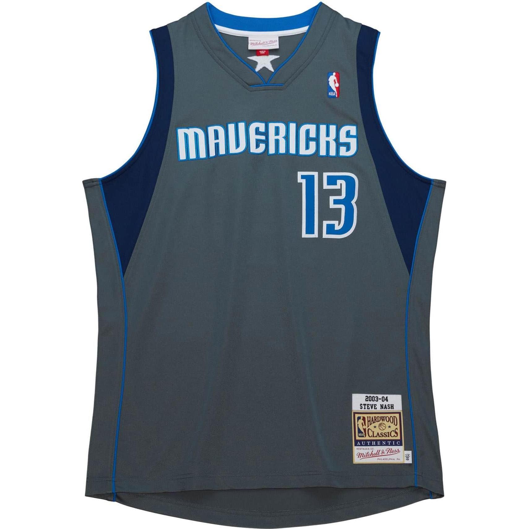 Mitchell & Ness, Herren, Sportshirt, Steve Nash Dallas Mavericks Authentic Swingman Jersey - S (S), Grau, S