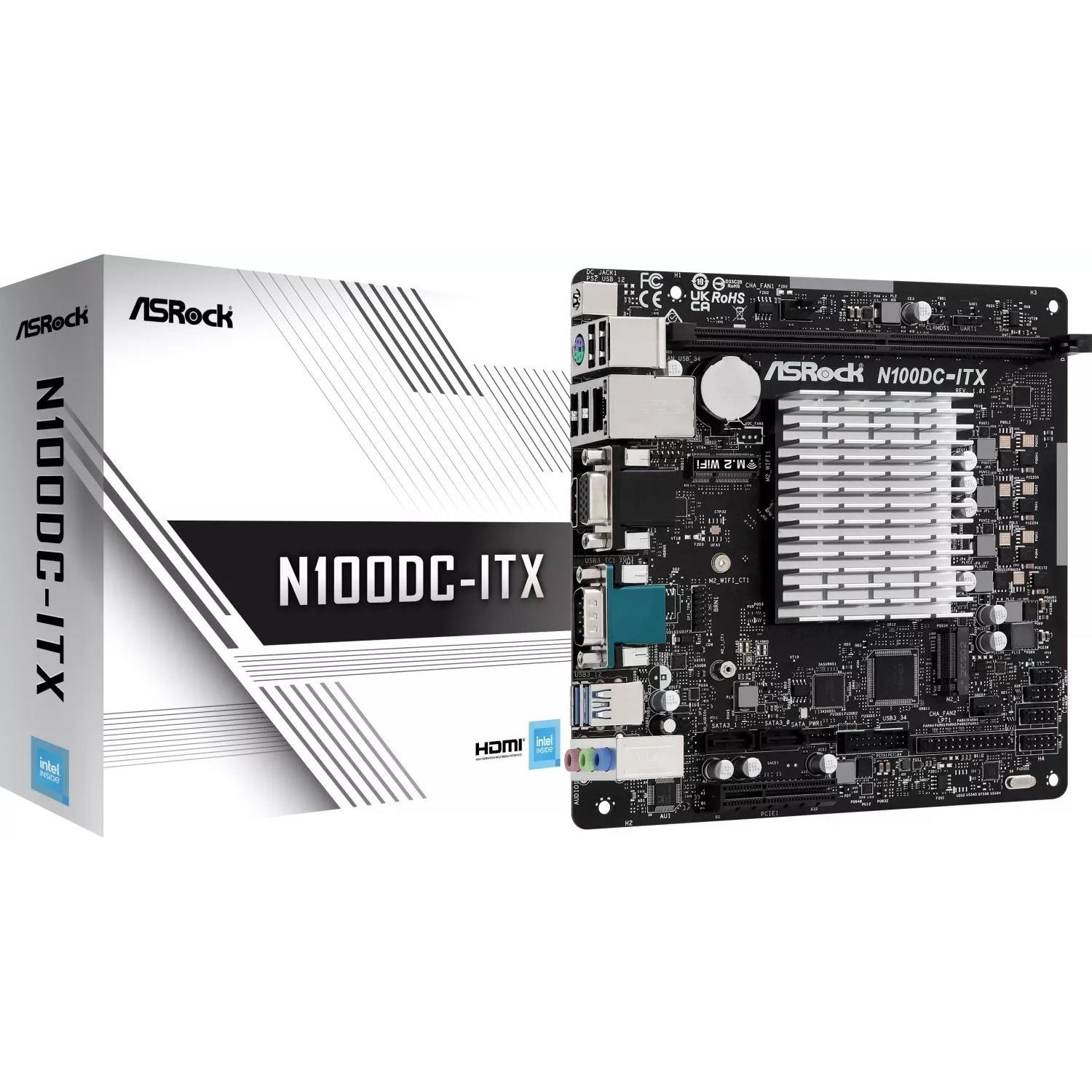 AsRock N100DC-ITX (NA (integrated CPU), Mini-ITX), Mainboard