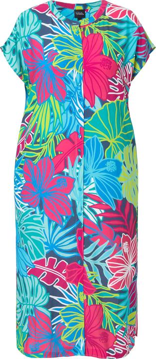 Image du produit Ulla Popken Robe midi oversize, sans manches, motif fleurs et feuilles, décolleté rond (62)