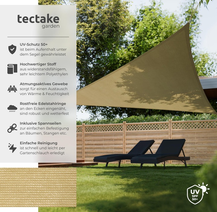 Produktbild tectake Sonnensegel (600 x 600 x 600 cm)
