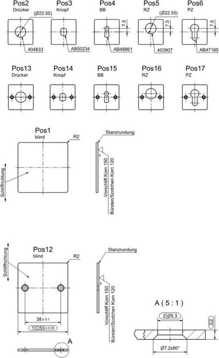 Actual product image Glutz WC rosette sets 6141 (Door rosette)